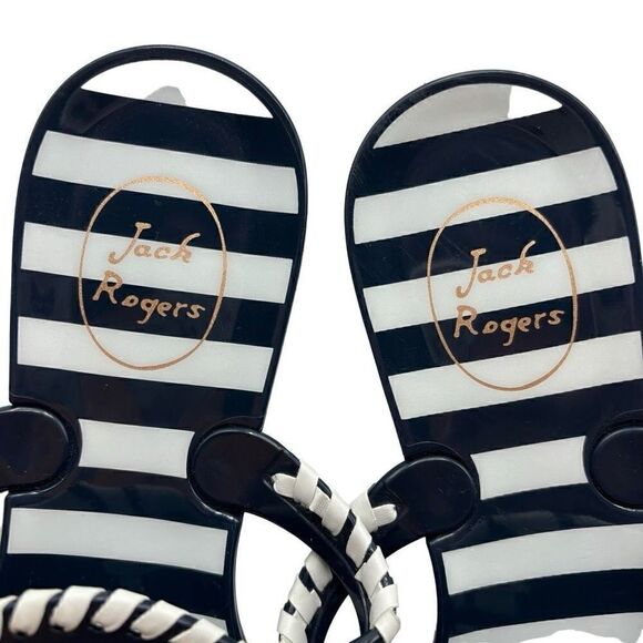 Jack Rogers Striped Georgica Jelly Sandals Midnight/White Size 8 - Picture 6 of 8